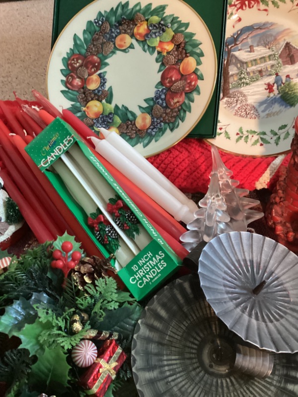 Photo 3 of CHRISTMAS DECOR LENOX PLATES , HANDMADE CANDLES, VINTAGE AFGHAN AND MORE