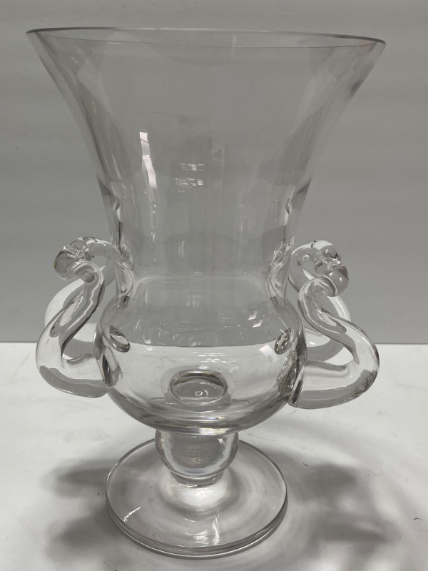 Photo 1 of ART DECO DOUBLE HANDLED ART GLASS FOOTED VASE