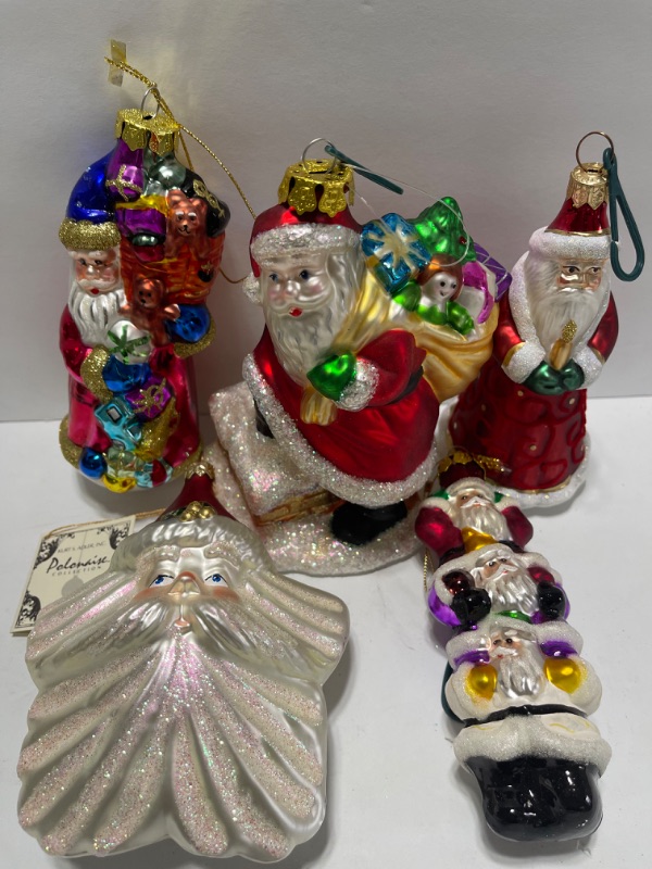 Photo 1 of KURT ADLER , CHRIS RADKO AND VINTAGE GERMAN HAND BLOWN SANTA ORNAMENTS