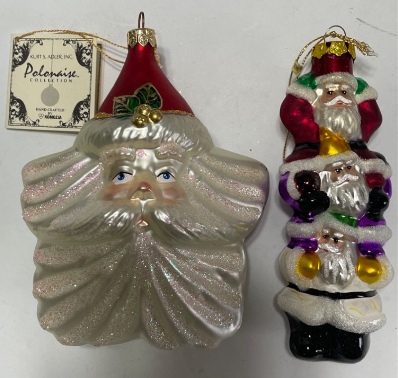 Photo 2 of KURT ADLER , CHRIS RADKO AND VINTAGE GERMAN HAND BLOWN SANTA ORNAMENTS