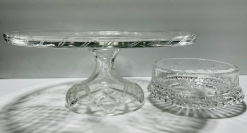 Photo 1 of CRYSTAL CAKE STAND AND SIGNED CANDY DISH