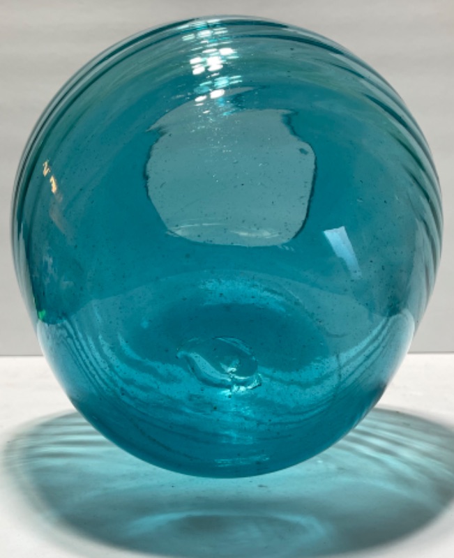 Photo 2 of AQUAMARINE BLUE HAND-BLOWN ART GLASS VASE