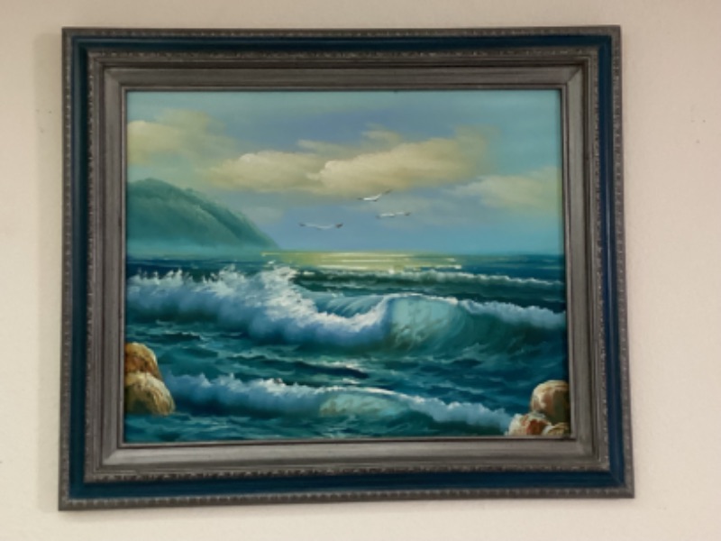 Photo 1 of FRAMED SURF  OIL ON CANVAS SIGNED BY ARTIST 25.5”x22”