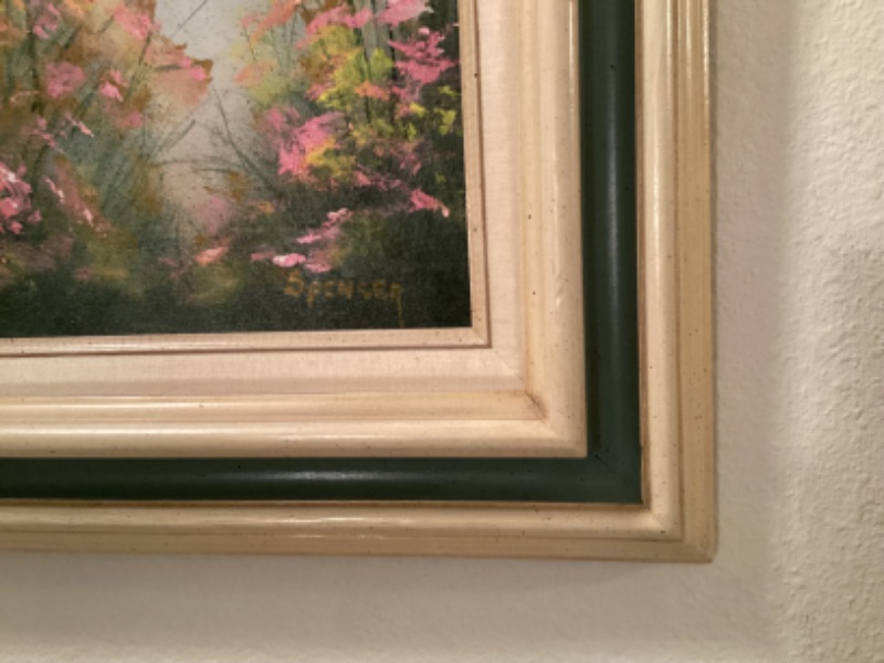 Photo 2 of FRAMED OIL ON CANVAS SIGNED BY ARTIST CHERRY BLOSSOMS