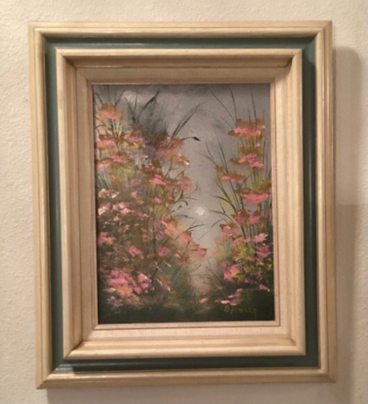 Photo 1 of FRAMED OIL ON CANVAS SIGNED BY ARTIST CHERRY BLOSSOMS