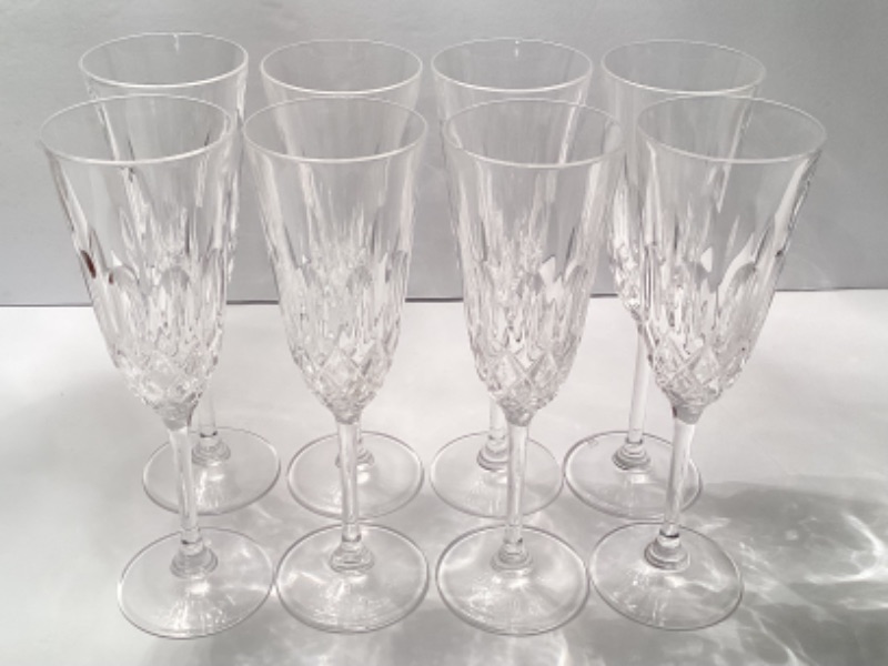 Photo 2 of 8-WATERFORD CRYSTAL LISMORE CHAMPAGNE GLASSES