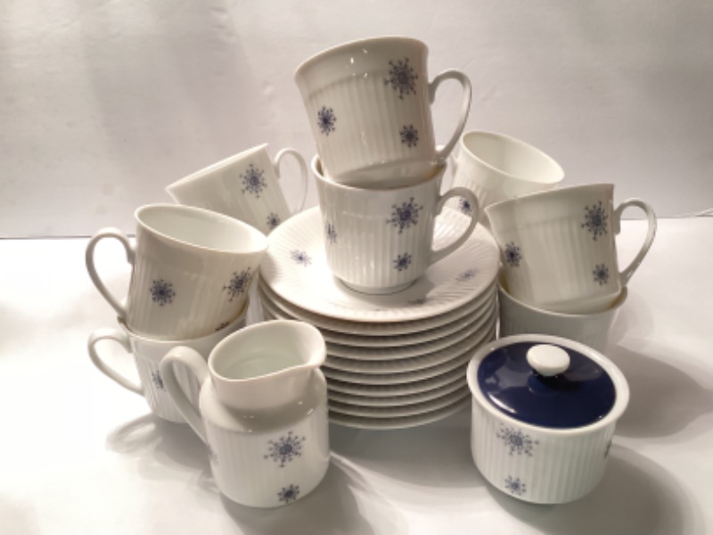 Photo 1 of 10-ESCHENBACH BAVARIA-GERMANY RARE CUPS/SAUCERS, CREAMER, SUGAR BOWL 