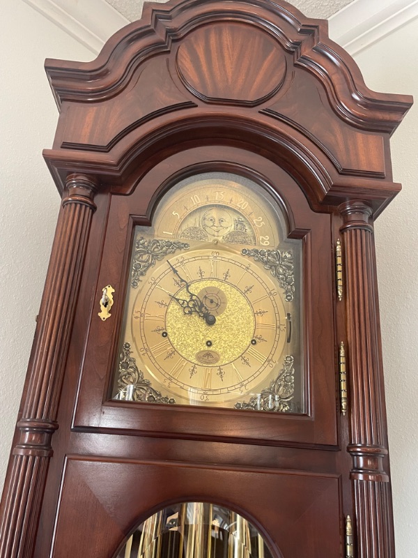 Photo 3 of HAYWOOD VINTAGE SOLID WOOD GRANDFATHER CLOCK MADE IN THE USA 22”x12”x88”