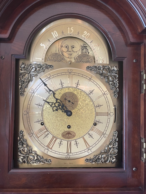 Photo 2 of HAYWOOD VINTAGE SOLID WOOD GRANDFATHER CLOCK MADE IN THE USA 22”x12”x88”