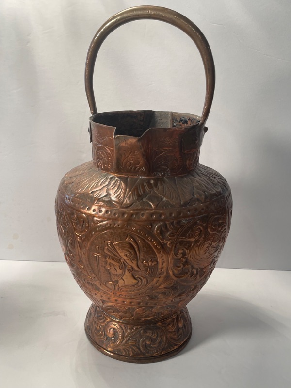Photo 6 of 1880 ANTIQUE FRENCH 19th CENTURY HANDCRAFTED COPPER JUG WITH HANDLE H-9.5””