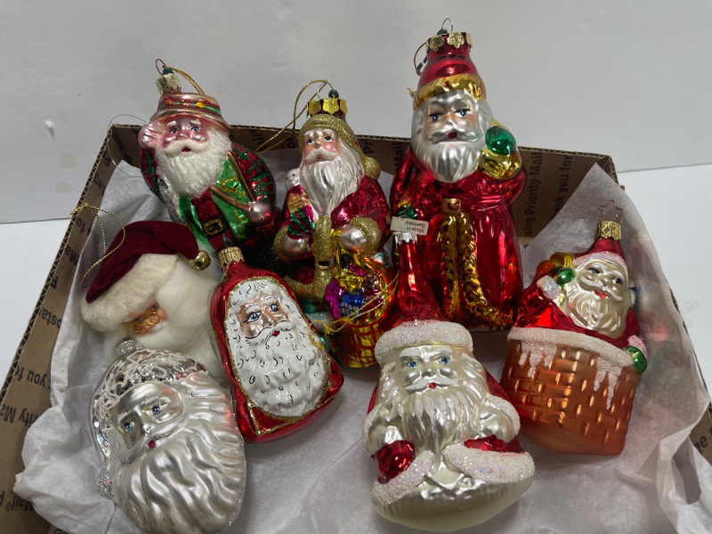 Photo 1 of GERMAN, KURT ADLER, DEPT 56 HAND BLOWN GLASS SANTA ORNAMENTS