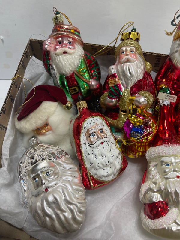 Photo 3 of GERMAN, KURT ADLER, DEPT 56 HAND BLOWN GLASS SANTA ORNAMENTS