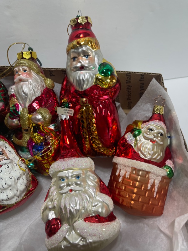 Photo 2 of GERMAN, KURT ADLER, DEPT 56 HAND BLOWN GLASS SANTA ORNAMENTS