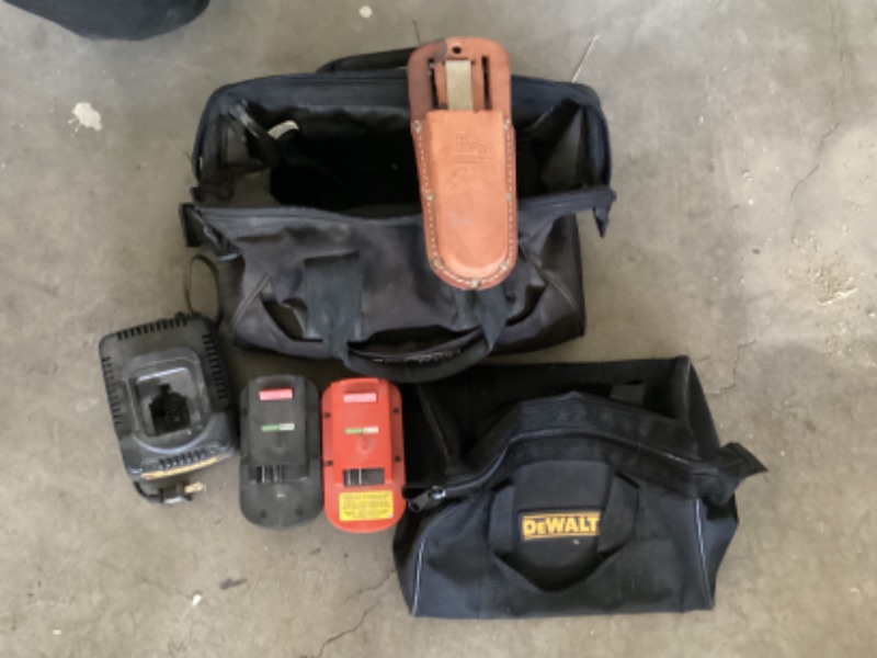 Photo 2 of DEWALT/ CRAFTMANS TOOL BAGS WITH CHARGER AND BATTERY PACKS