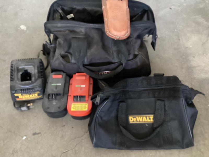 Photo 1 of DEWALT/ CRAFTMANS TOOL BAGS WITH CHARGER AND BATTERY PACKS