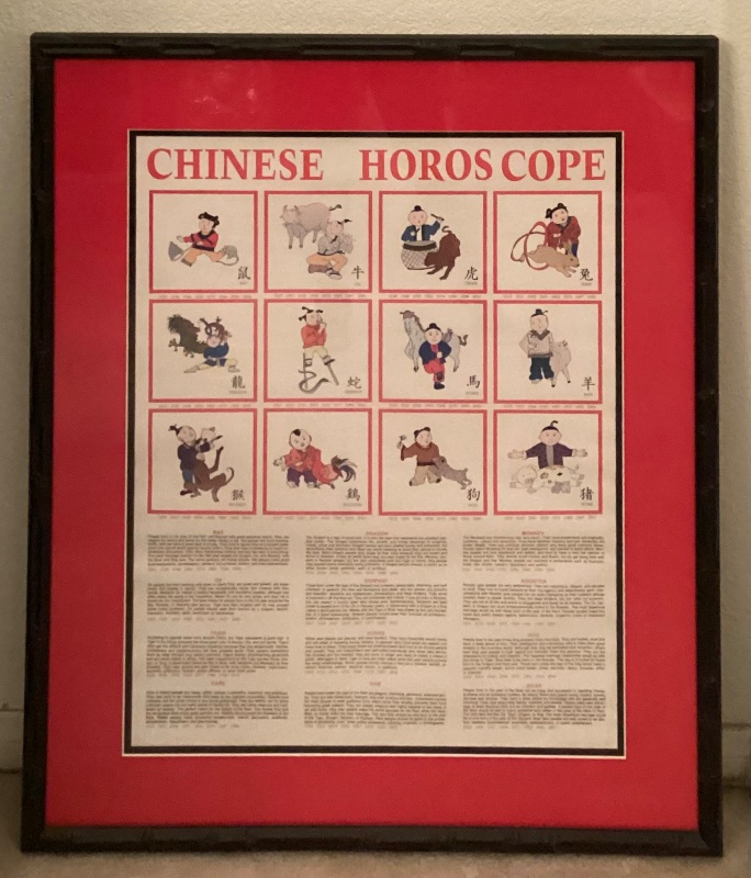 Photo 1 of VINTAGE FRAMED CHINESE HOROSCOPE