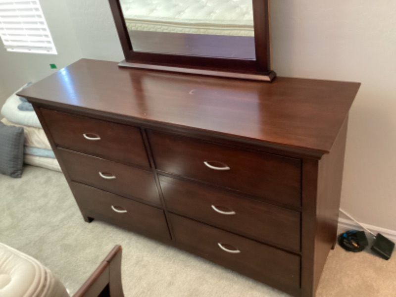 Photo 5 of MAHOGANY SOLID WOOD 6 DRAWER DRESSER 56”x18”x35” - MORE OF THIS COLLECTION IN AUCTION 