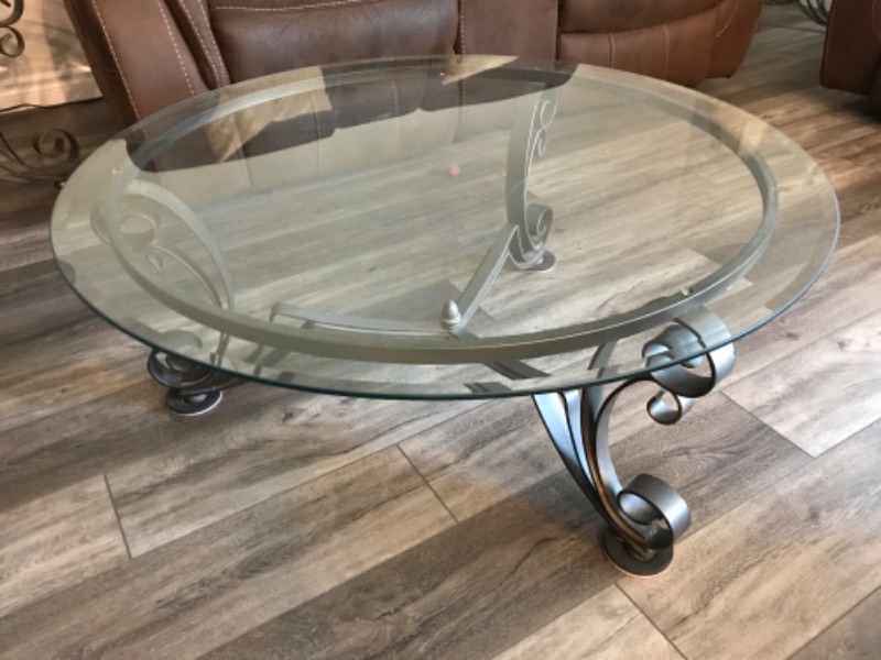 Photo 1 of CIRCULAR GLASS/METAL SOFA TABLE-MATCHING ADDITIONAL PIECES AVAILABLE IN SET