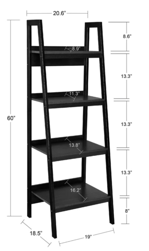 Photo 2 of AMERIWOOD HOME LAWRENCE TALL 4 SHELF LADDER BOOKCASE BUNDLE.


