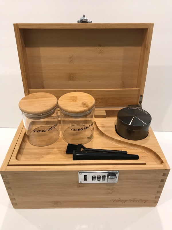 Photo 1 of VIKING FACTORY WOODEN SMOKE BOX SET WITH COMBINATION LOCK