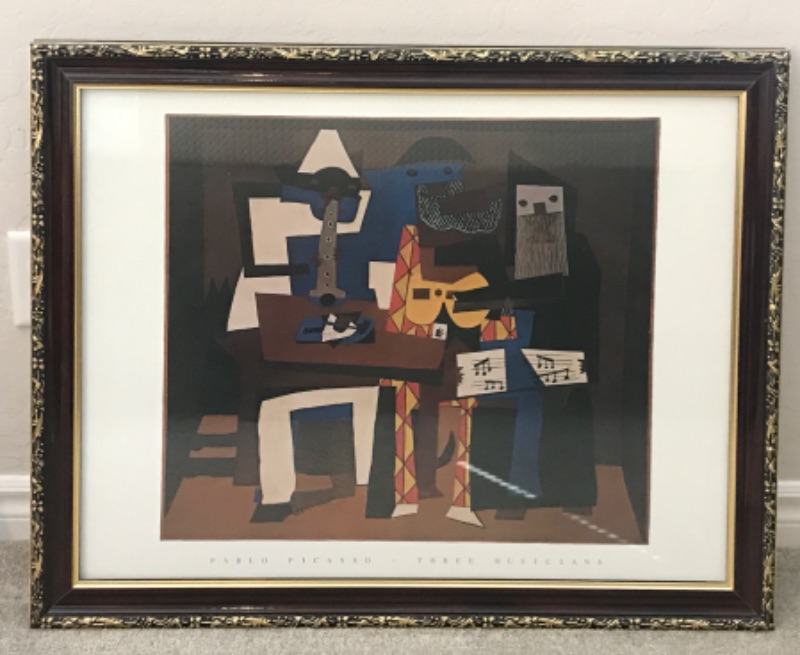Photo 1 of PABLO PICASSO FRAMED PRINT - THREE MUSICIANS 32”x30”