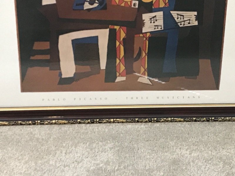 Photo 2 of PABLO PICASSO FRAMED PRINT - THREE MUSICIANS 32”x30”