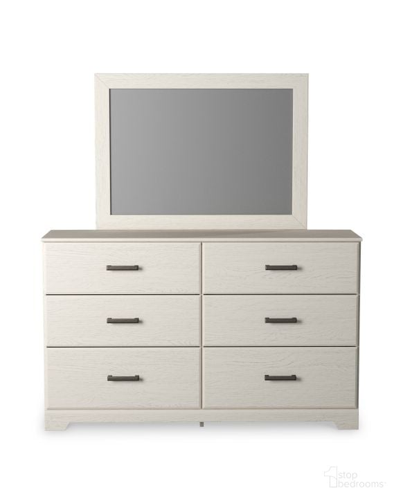 Photo 1 of ASHLEY FURNITURE DESIGNS STELSIE 6 DRAWER DRESSER W/ MIRROR  
59.5” x 18.5” x 36” - MORE OF THIS COLLECTION IN AUCTION  - BUYER TO REMOVE FROM SECOND FLOOR- HEAVY- BRING HELP! 