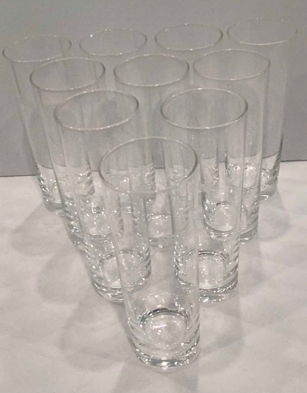 Photo 1 of VINTAGE  ETCHED GLASS HAND BLOWN TALL LONG ISLAND TEA GLASSES SET OF 10-MORE OF THIS COLLECTION IN AUCTION