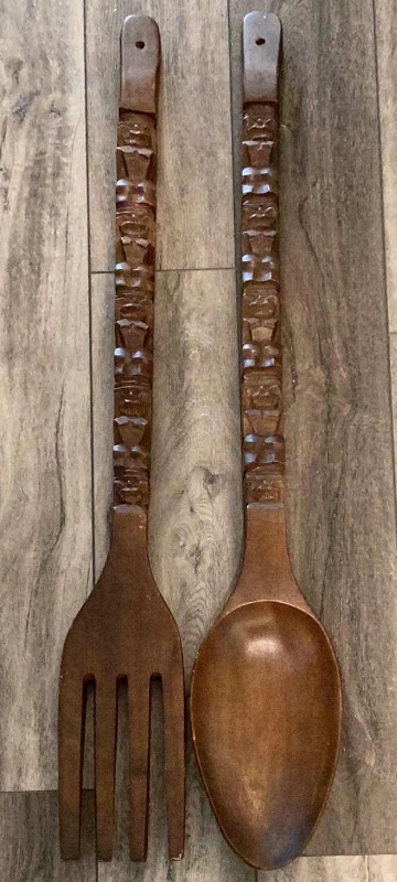 Photo 1 of VINTAGE HANDCRAFTED WOOD  FORK & SPOON - 41”