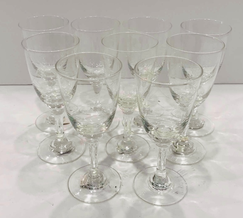 Photo 1 of VINTAGE ETCHED GLASS HAND BLOWN  GLASSES SET OF 12