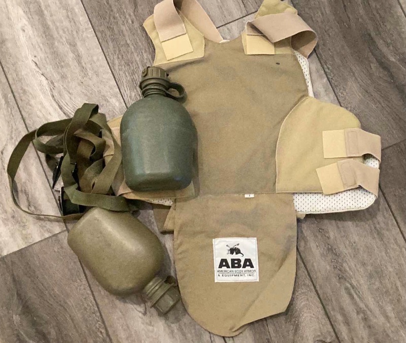 Photo 1 of ABA AMERICAN BODY ARMOR VEST. WITH TWO CANTEENS.