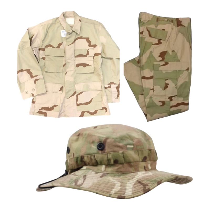 Photo 1 of US ARMY DCU 3 COLOR DESERT COMBAT UNIFORM 2 PANTS , JACKET / SHIRT AND HAT 