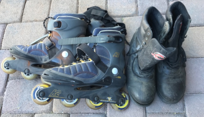 Photo 1 of ROLLER BLADES & WORK BOOTS MENS SIZE 9