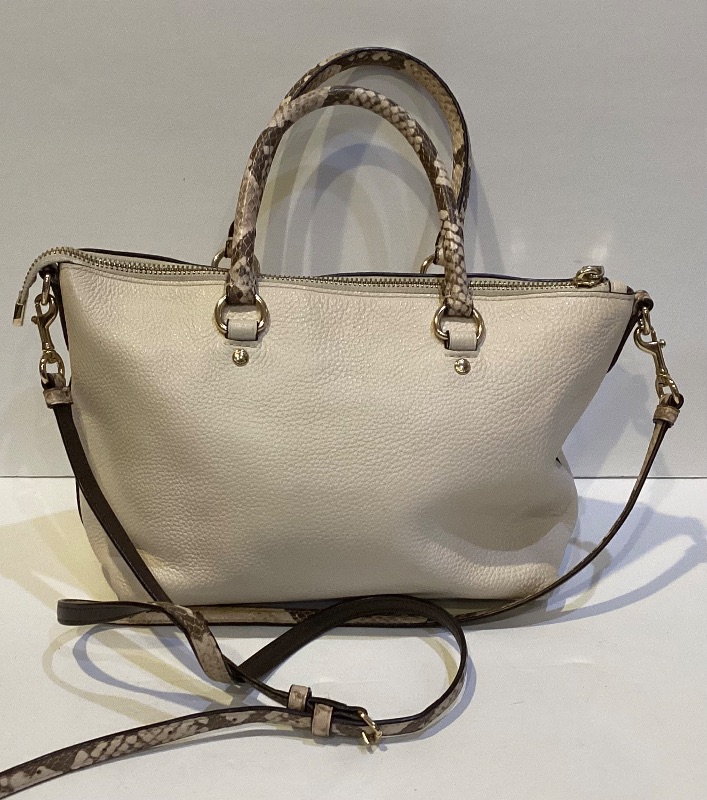 Photo 2 of COACH 2WAY WHITE SHOULDER BAG/TOTE BAG WITH PYTHON LEATHER STRAPS