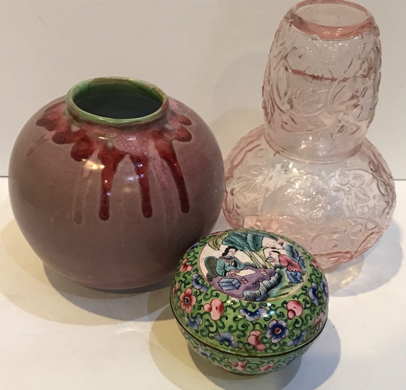 Photo 1 of CHINESE ART CANDY BOWL & BEDSIDE NIGHT CARAFE WITH TUMBLER AND MORE