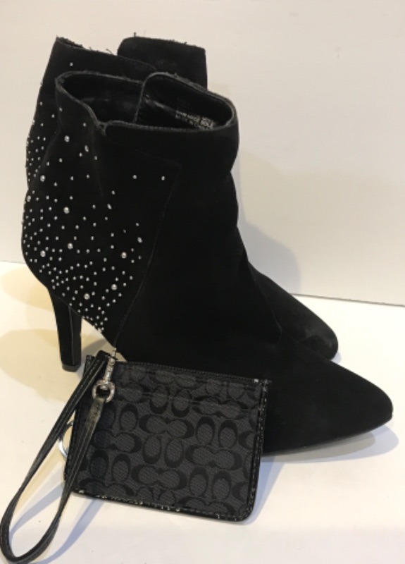 Photo 2 of AUTHENTIC COACH WALLET AND ERICA BLACK ANKLE BOOTS SIZE 8