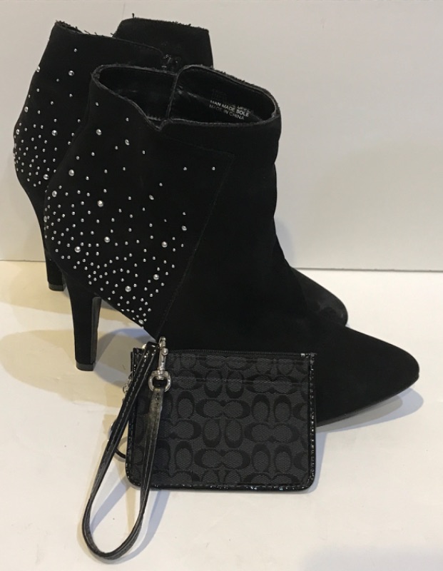 Photo 1 of AUTHENTIC COACH WALLET AND ERICA BLACK ANKLE BOOTS SIZE 8