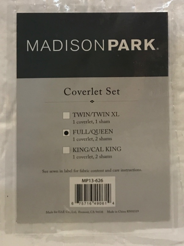 Photo 2 of MADISON PARK COVERLET SET SIZE FULL/QUEEN