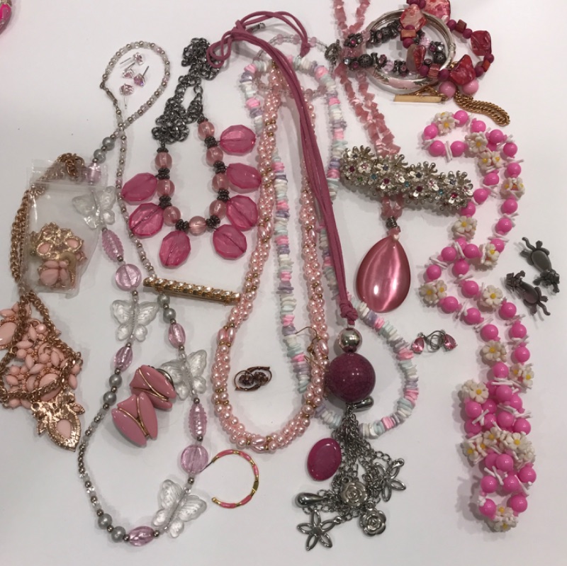 Photo 1 of COLORFUL COSTUME JEWELRY PINKS AND SILVER