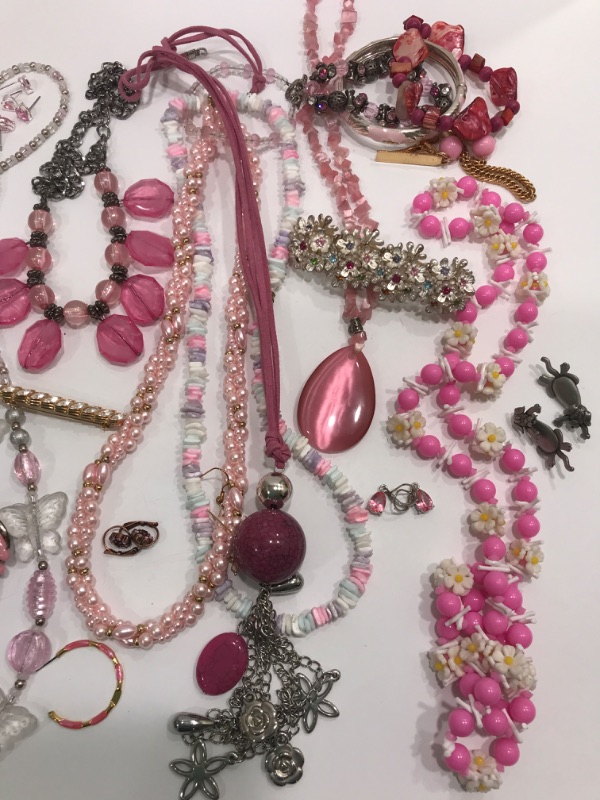 Photo 2 of COLORFUL COSTUME JEWELRY PINKS AND SILVER