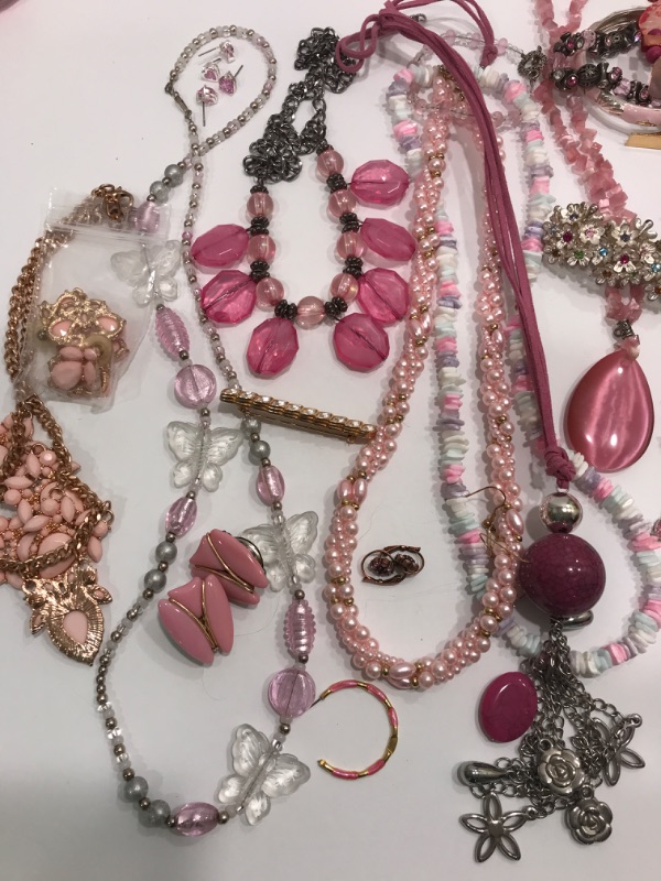 Photo 3 of COLORFUL COSTUME JEWELRY PINKS AND SILVER