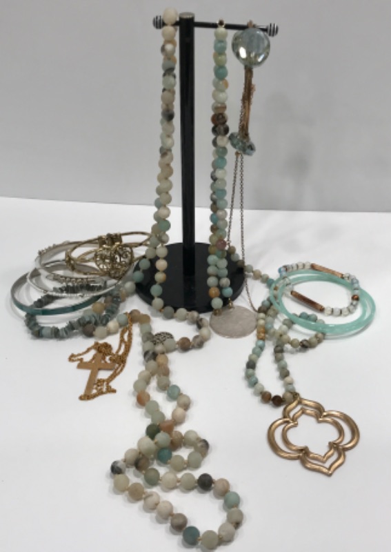 Photo 1 of COSTUME JEWELRY TURQUOISE AND BEIGE / RELIGIOUS PIECE AND MORE