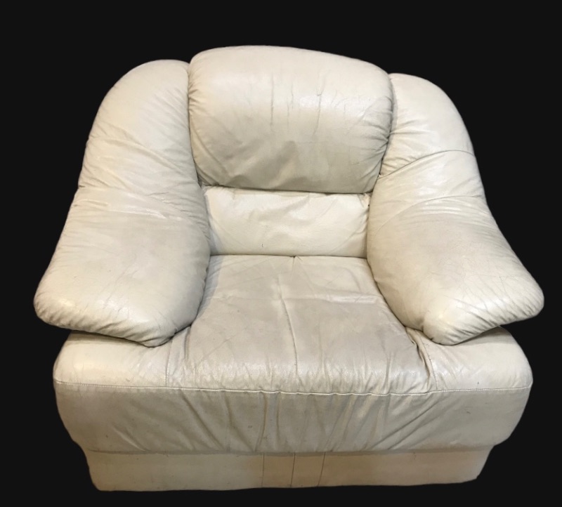 Photo 1 of VINTAGE WHITE LEATHER BIG COMFY CHAIR - MINOR WEAR 