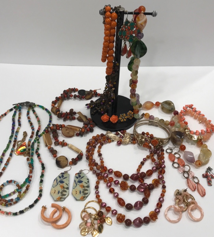 Photo 1 of VINTAGE COSTUME JEWELRY EARTHLY COLORS