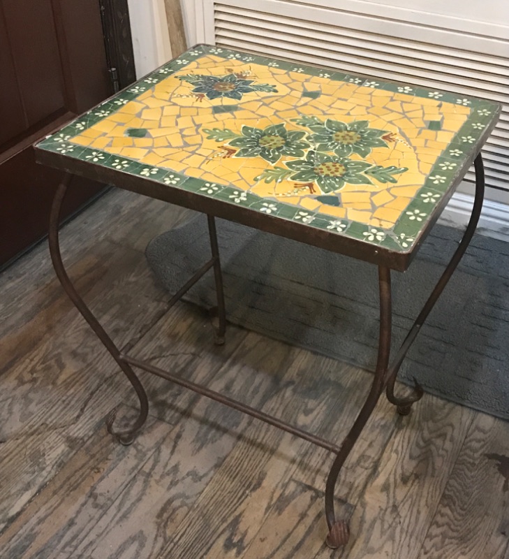 Photo 1 of WROUGHT IRON MOSAIC TILE ACCENT TABLE