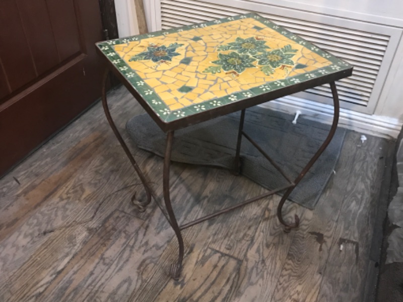Photo 3 of WROUGHT IRON MOSAIC TILE ACCENT TABLE