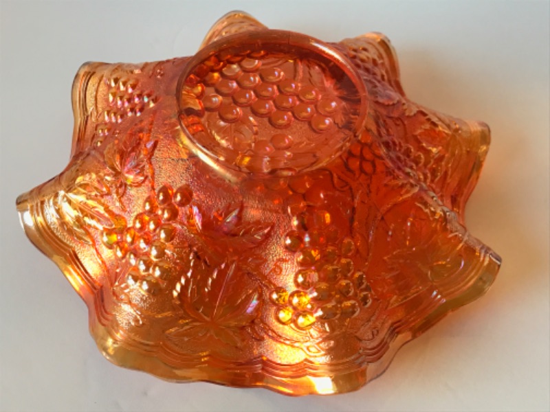 Photo 2 of IMPERIAL GLASS MARIGOLD CARNIVAL GLASS RUFFLED EDGE BOWL