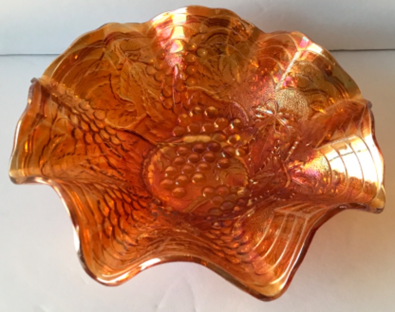 Photo 3 of IMPERIAL GLASS MARIGOLD CARNIVAL GLASS RUFFLED EDGE BOWL