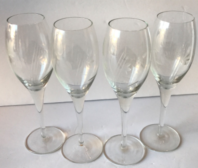 Photo 2 of VINTAGE ETCHED CRYSTAL WINE GLASSES