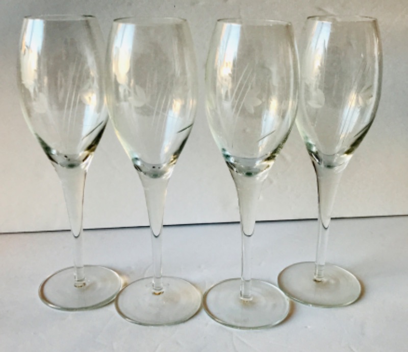 Photo 1 of VINTAGE ETCHED CRYSTAL WINE GLASSES